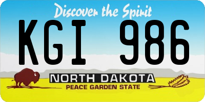 ND license plate KGI986