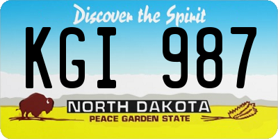 ND license plate KGI987