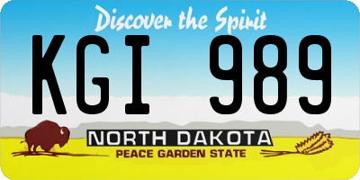 ND license plate KGI989