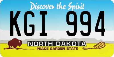 ND license plate KGI994