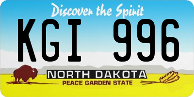 ND license plate KGI996