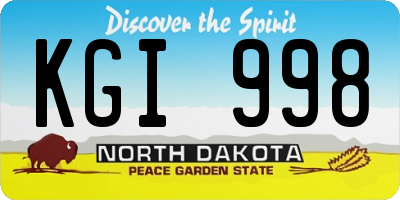 ND license plate KGI998