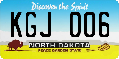 ND license plate KGJ006