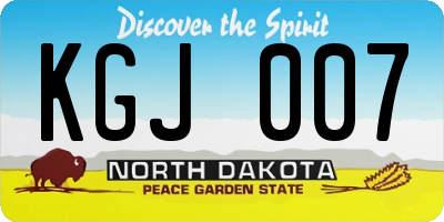 ND license plate KGJ007