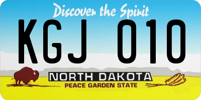 ND license plate KGJ010