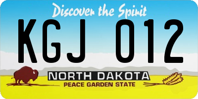 ND license plate KGJ012