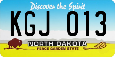 ND license plate KGJ013