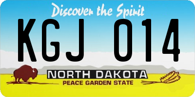 ND license plate KGJ014
