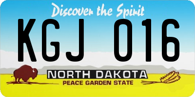 ND license plate KGJ016