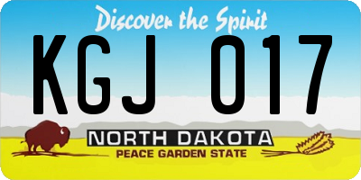 ND license plate KGJ017