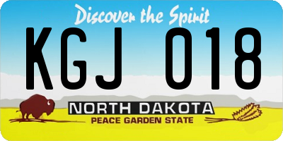 ND license plate KGJ018