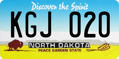 ND license plate KGJ020