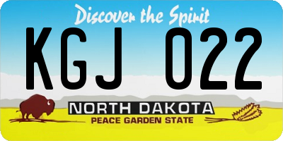 ND license plate KGJ022