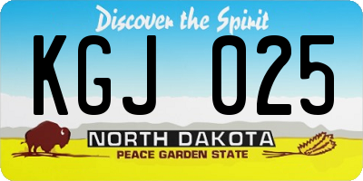 ND license plate KGJ025