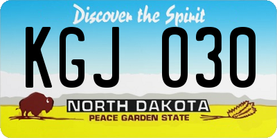 ND license plate KGJ030