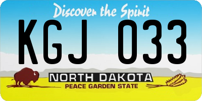 ND license plate KGJ033