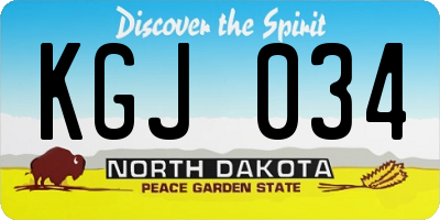 ND license plate KGJ034