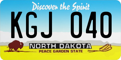 ND license plate KGJ040