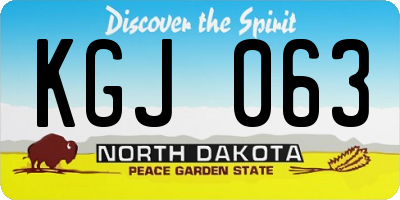 ND license plate KGJ063