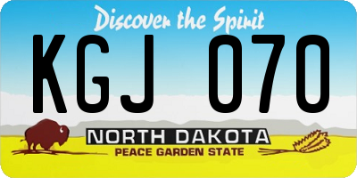 ND license plate KGJ070