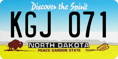 ND license plate KGJ071