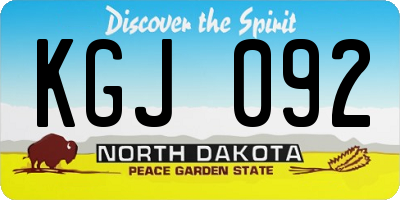 ND license plate KGJ092