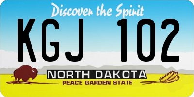 ND license plate KGJ102