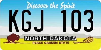 ND license plate KGJ103