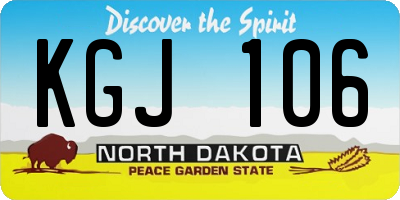 ND license plate KGJ106