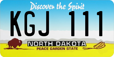 ND license plate KGJ111