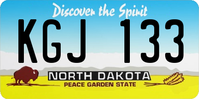 ND license plate KGJ133