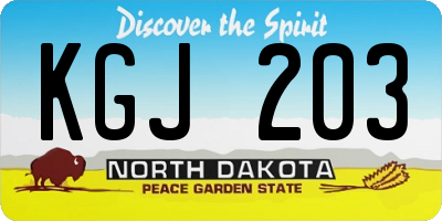 ND license plate KGJ203