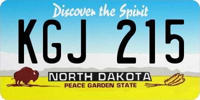 ND license plate KGJ215