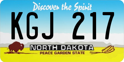 ND license plate KGJ217