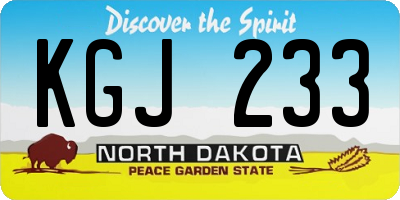 ND license plate KGJ233