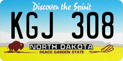 ND license plate KGJ308