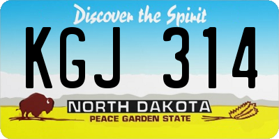 ND license plate KGJ314