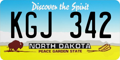 ND license plate KGJ342