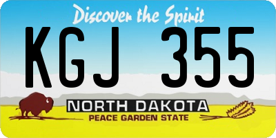 ND license plate KGJ355