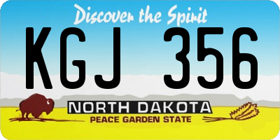 ND license plate KGJ356