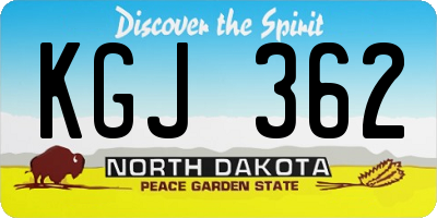 ND license plate KGJ362