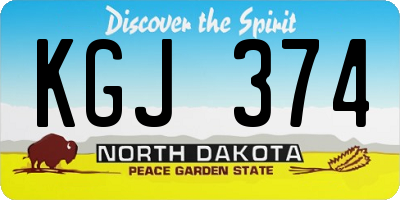 ND license plate KGJ374