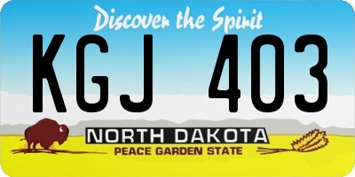 ND license plate KGJ403