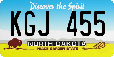 ND license plate KGJ455