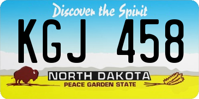 ND license plate KGJ458