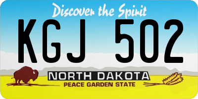 ND license plate KGJ502