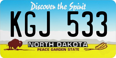 ND license plate KGJ533