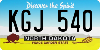 ND license plate KGJ540