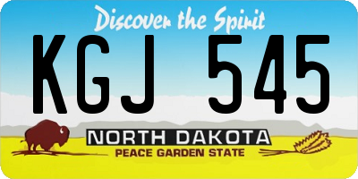 ND license plate KGJ545