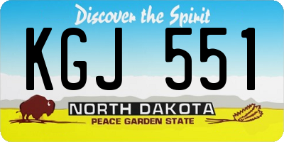 ND license plate KGJ551